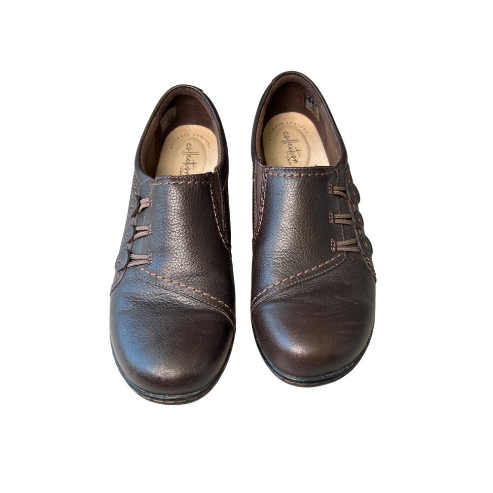 Clarks Ashland Effie Loafers Women's 9.5 Brown Leather Slip-On Comfort Support - Picture 2 of 15